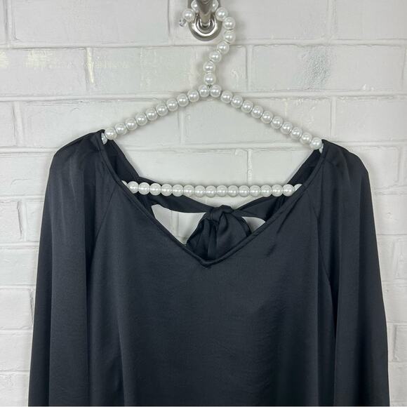 NWT Nine West Black Bow Back Tie Blouse Size L - Picture 5 of 12